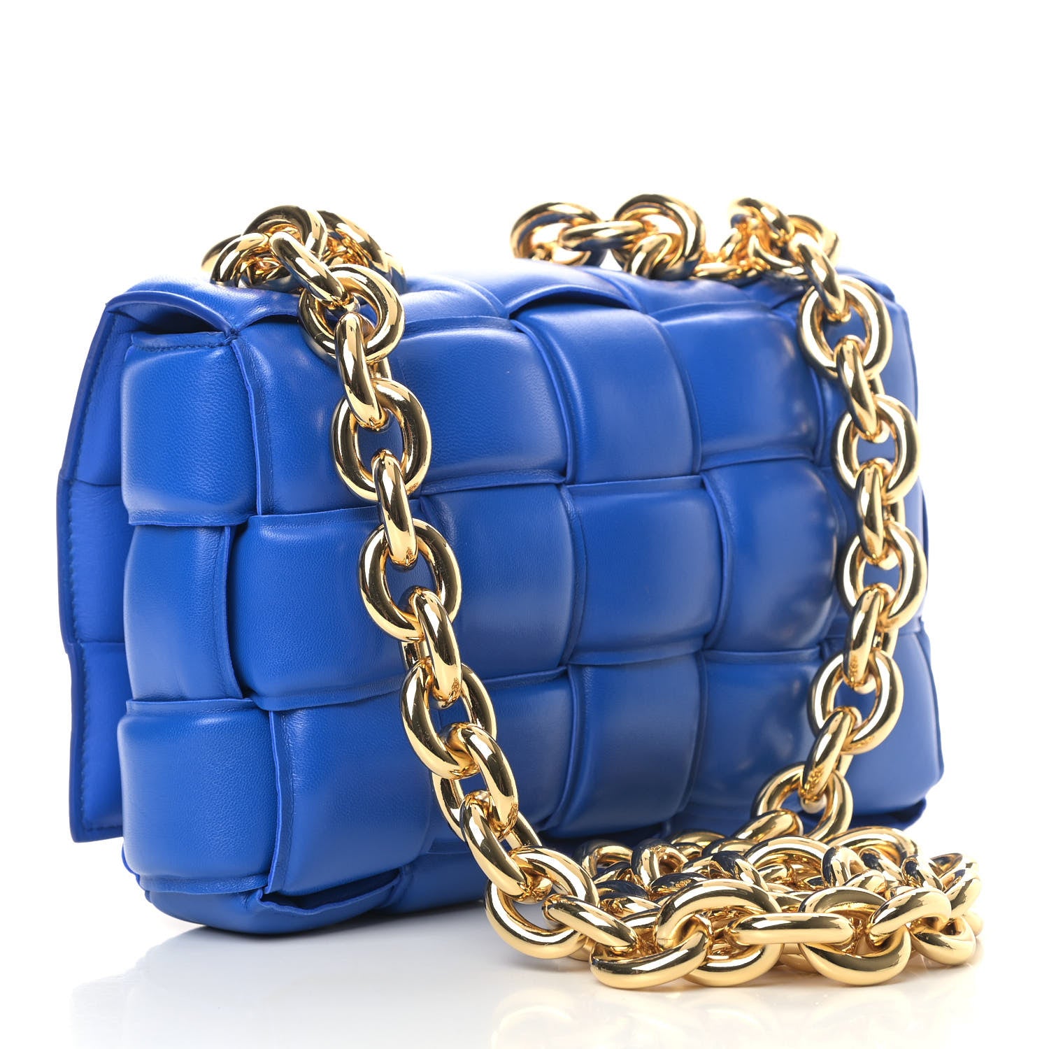 Bottega Veneta Lambskin Maxi Intreccio Padded Chain Cassette Crossbody Bag Cobalt 2 of 9