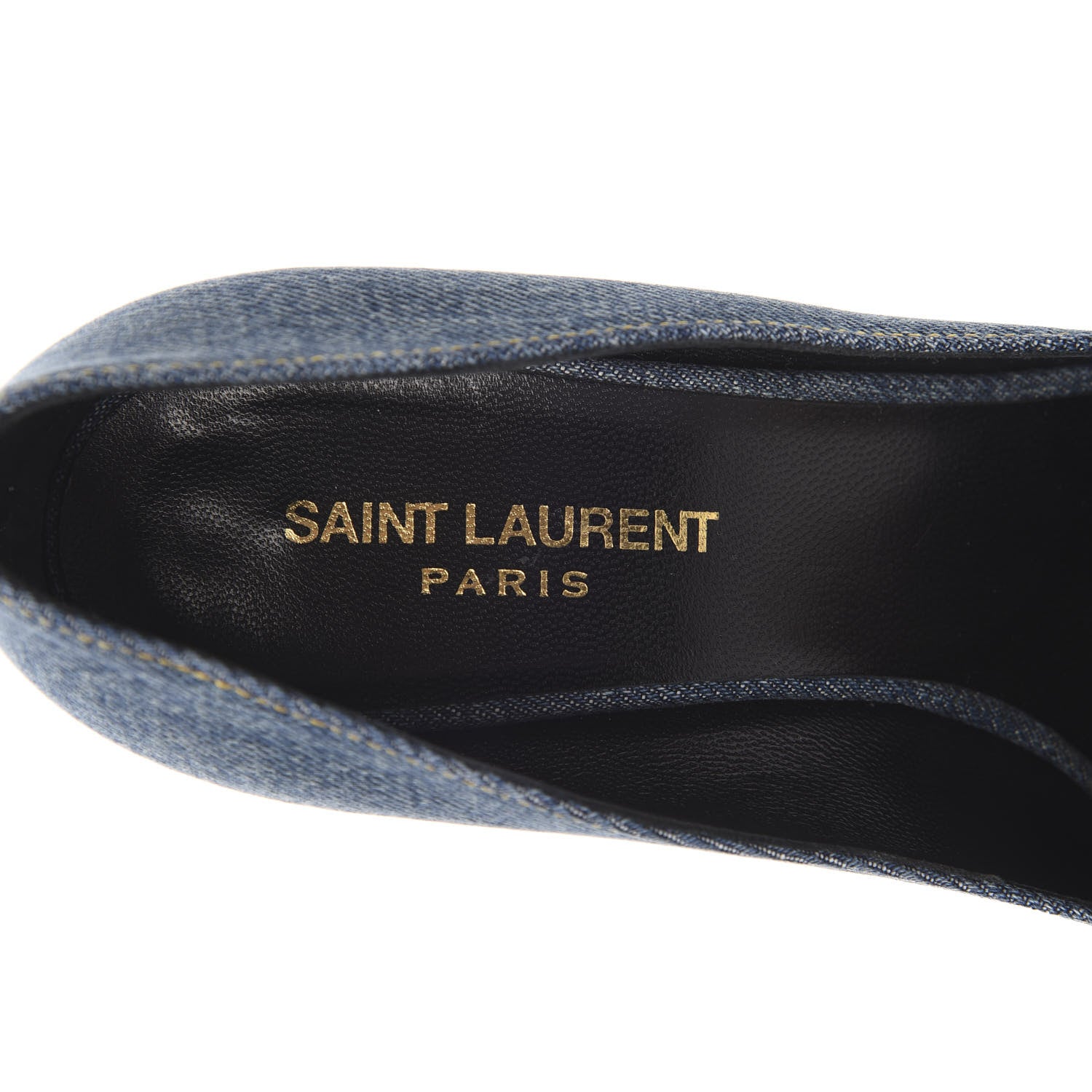 Saint Laurent Denim Classic Paris Escarpin V 105 Skinny Pumps 37.5 Light Blue 6 of 9