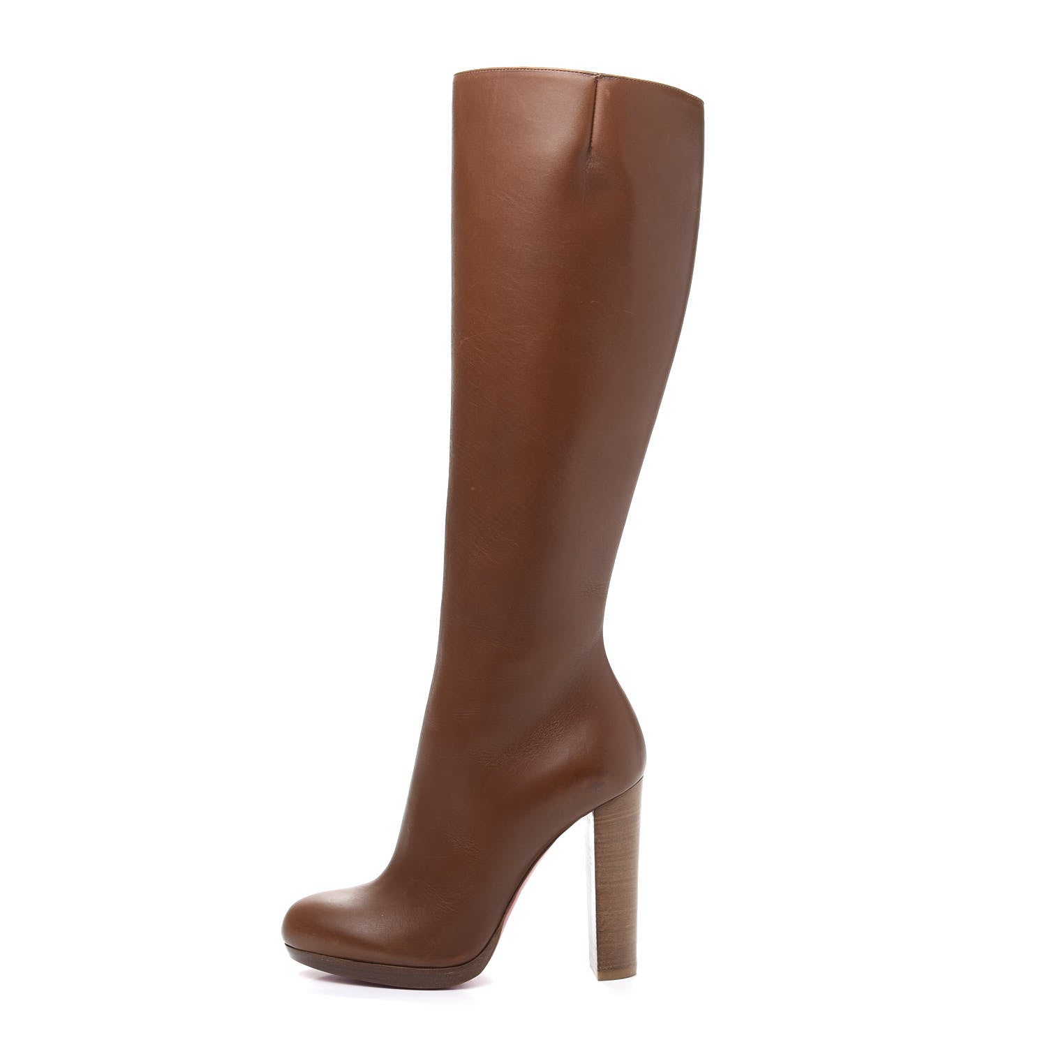 Christian Louboutin Calfskin Brosse Mirabelle 120 Tall Boots 36 Cuoio 1 of 14