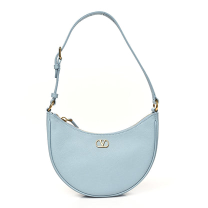 Valentino Garavani Grainy Calfskin Mini Vlogo Signature Hobo Bag Light Blue 1 of 9