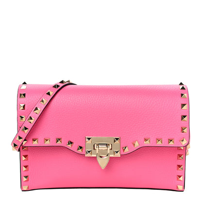 Valentino Garavani Pebbled Calfskin Medium Rockstud Flip Lock Crossbody Bag Feminine Pink 1 of 12