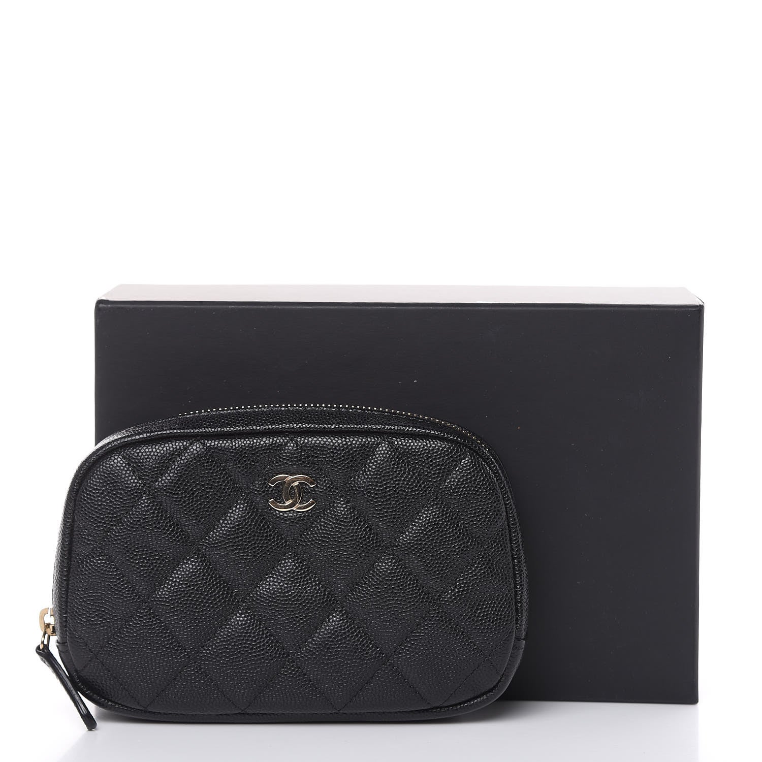 Chanel Caviar Quilted Small Curvy Pouch Cosmetic Case Black 8 of 8