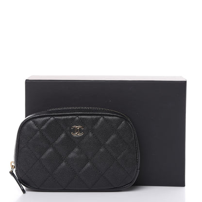 Chanel Caviar Quilted Small Curvy Pouch Cosmetic Case Black 8 of 8
