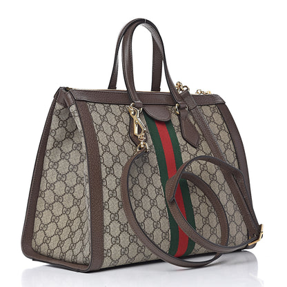 Gucci GG Supreme Monogram Web Medium Ophidia Tote Bag Brown 3 of 15