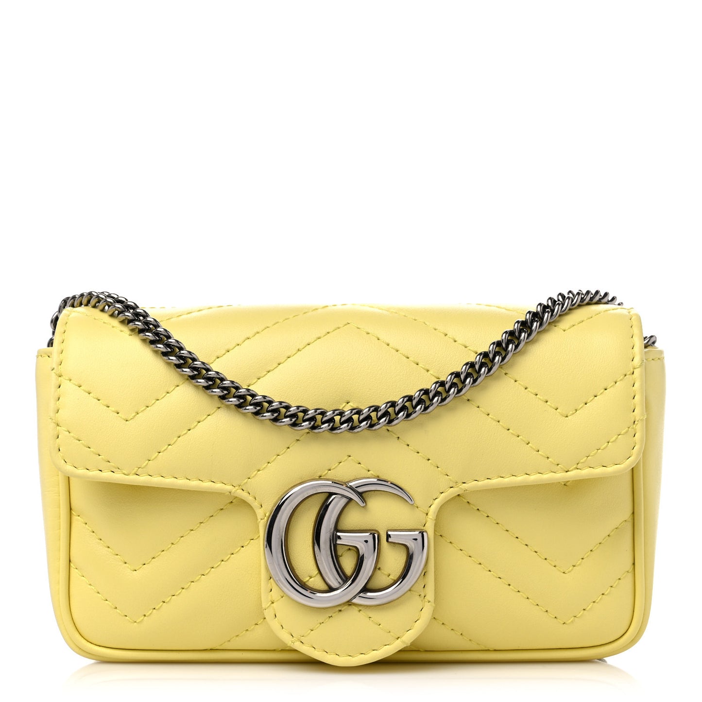 Calfskin Matelasse Super Mini GG Marmont Shoulder Bag Banana