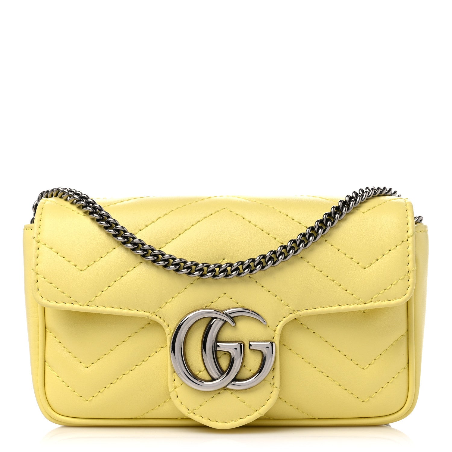 Gucci Calfskin Matelasse Super Mini GG Marmont Shoulder Bag Banana 1 of 10