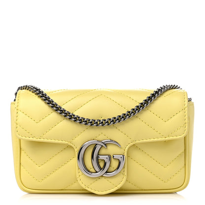 Gucci Calfskin Matelasse Super Mini GG Marmont Shoulder Bag Banana 1 of 10