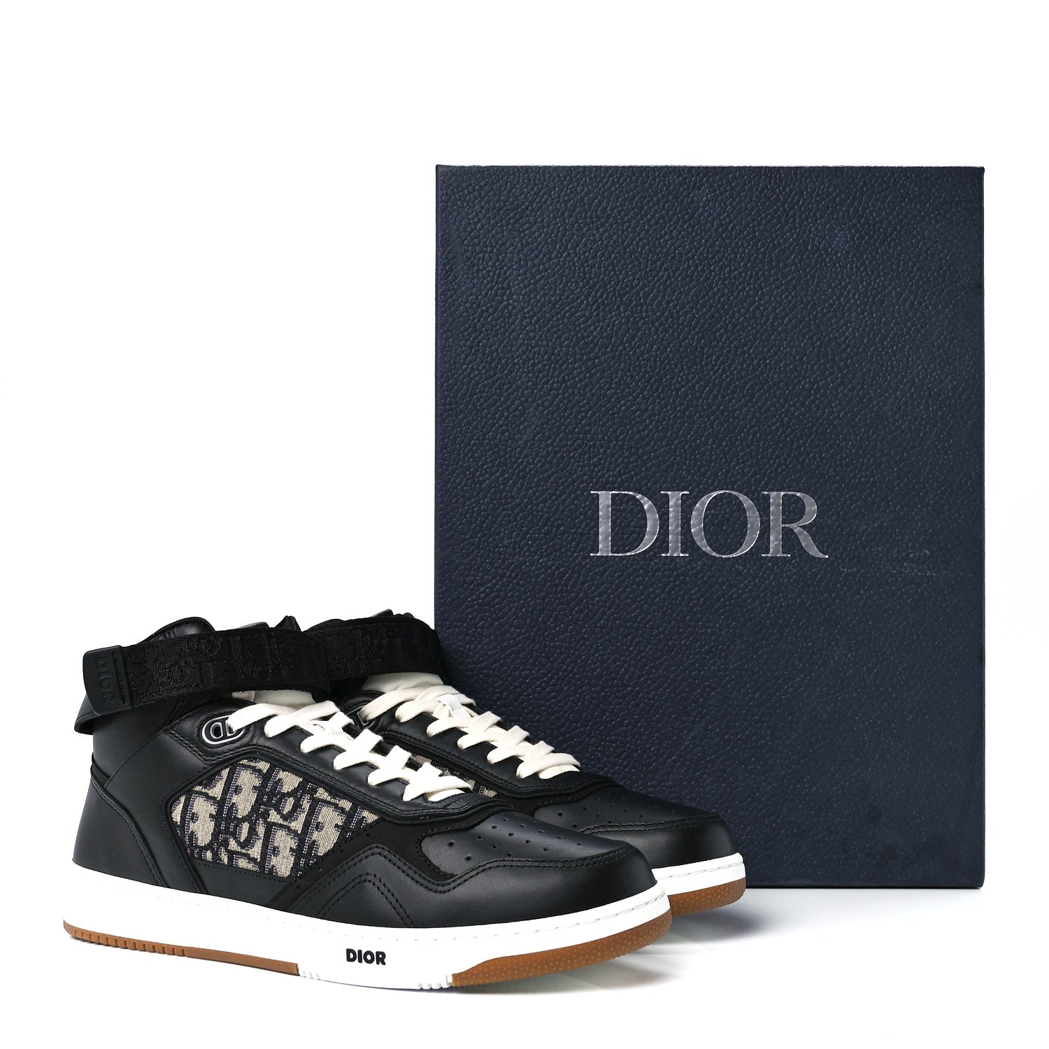 Christian Dior Smooth Calfskin Jacquard Oblique Mens B27 Mid Top Sneakers  42 Black Blue 1270250 – FASHIONPHILE