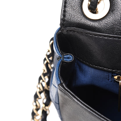Chanel Sheepskin Quilted Vintage Mademoiselle Flap Blue Black 17 of 17