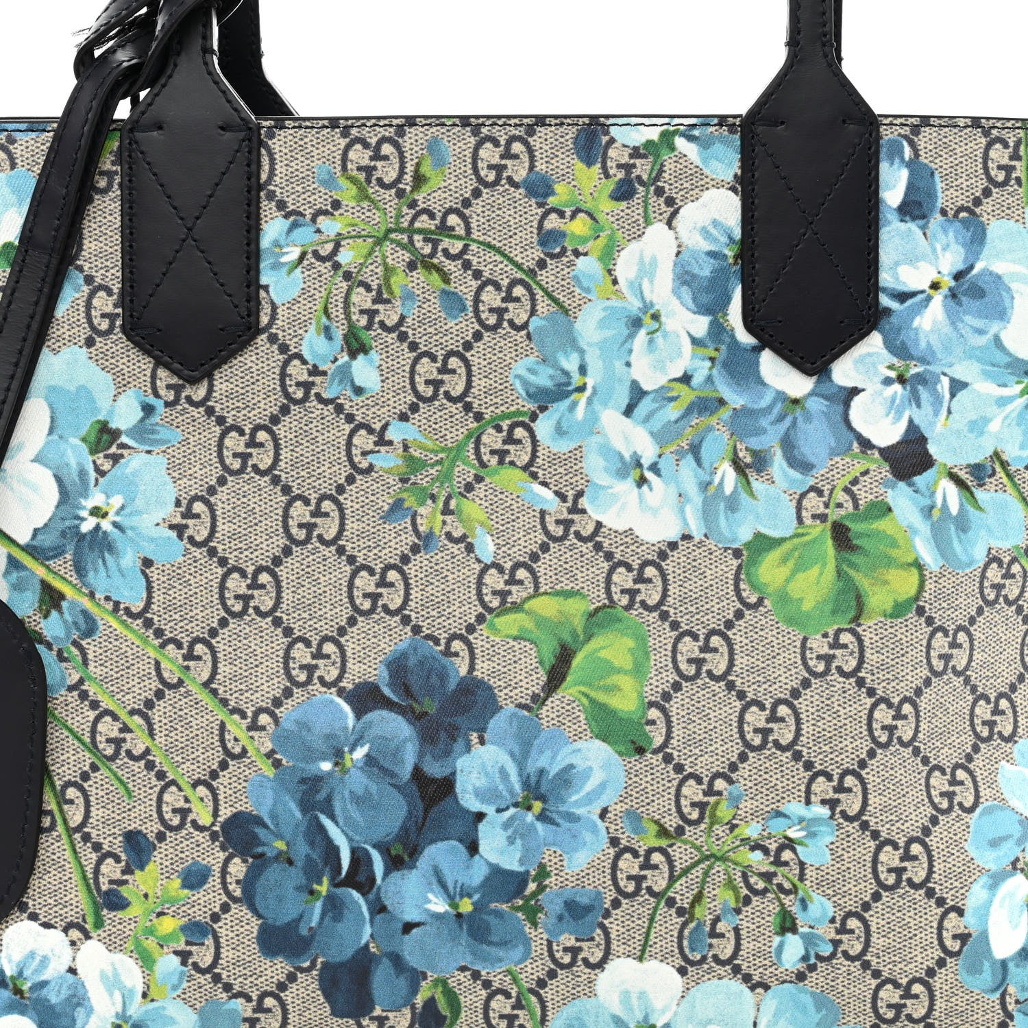 Gucci GG Supreme Monogram Blooms Small Reversible Tote Beige Blue Navy 8 of 17