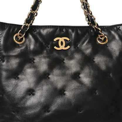 Chanel Lambskin Cross Stitch Shopper Tote Black 8 of 10