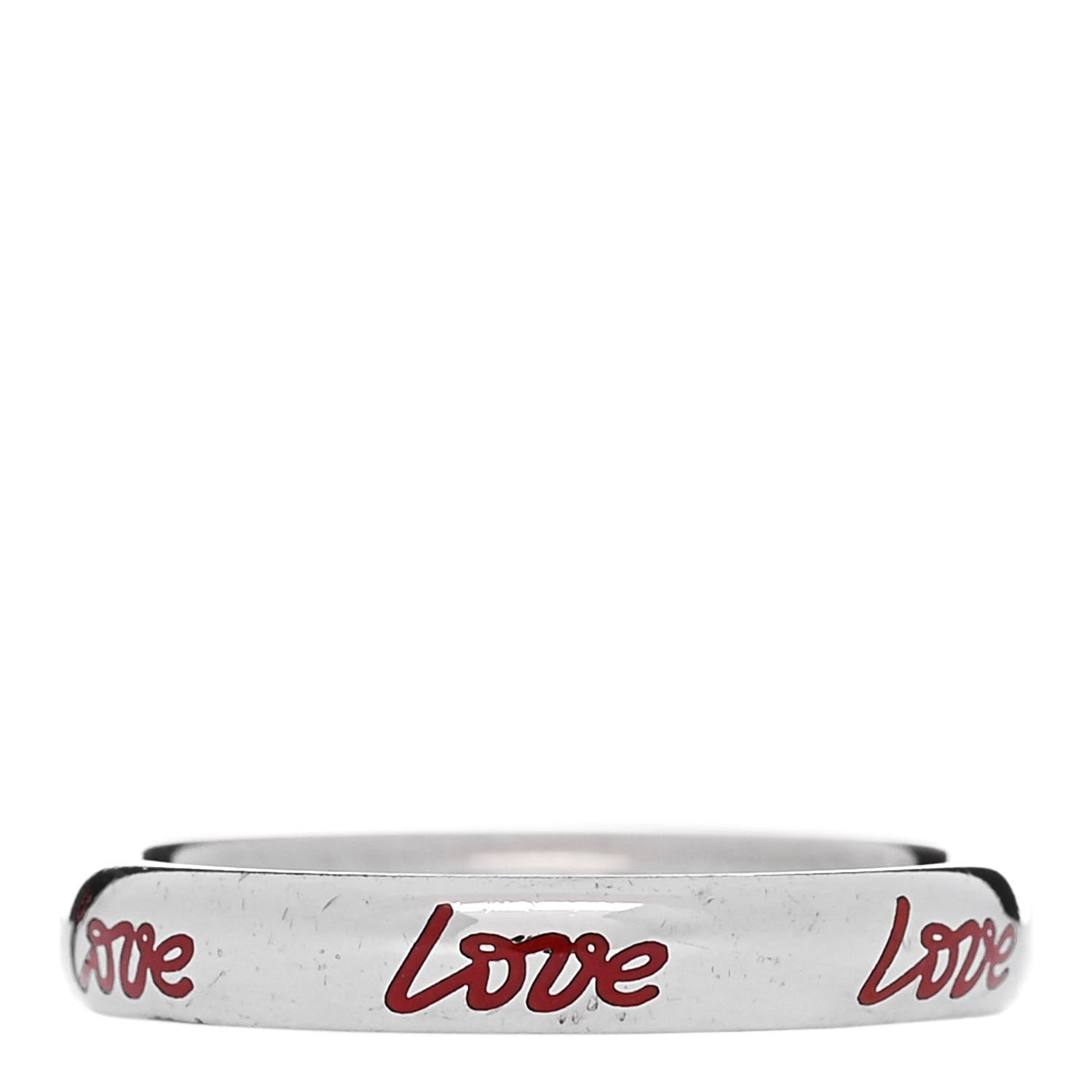 Tiffany Sterling Silver Enamel Paloma Picasso Love Band Ring 50 5.25 Red 1 of 4