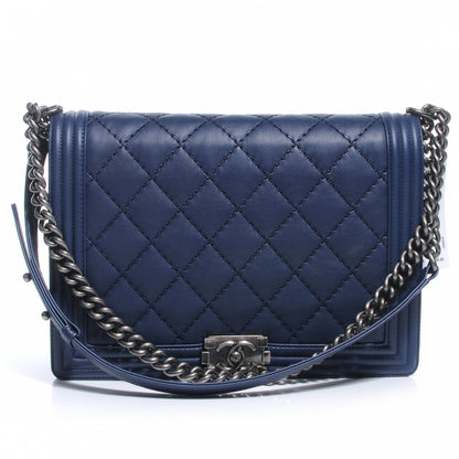 Chanel Lambskin Quilted Large Boy Flap Marine 1 of 8