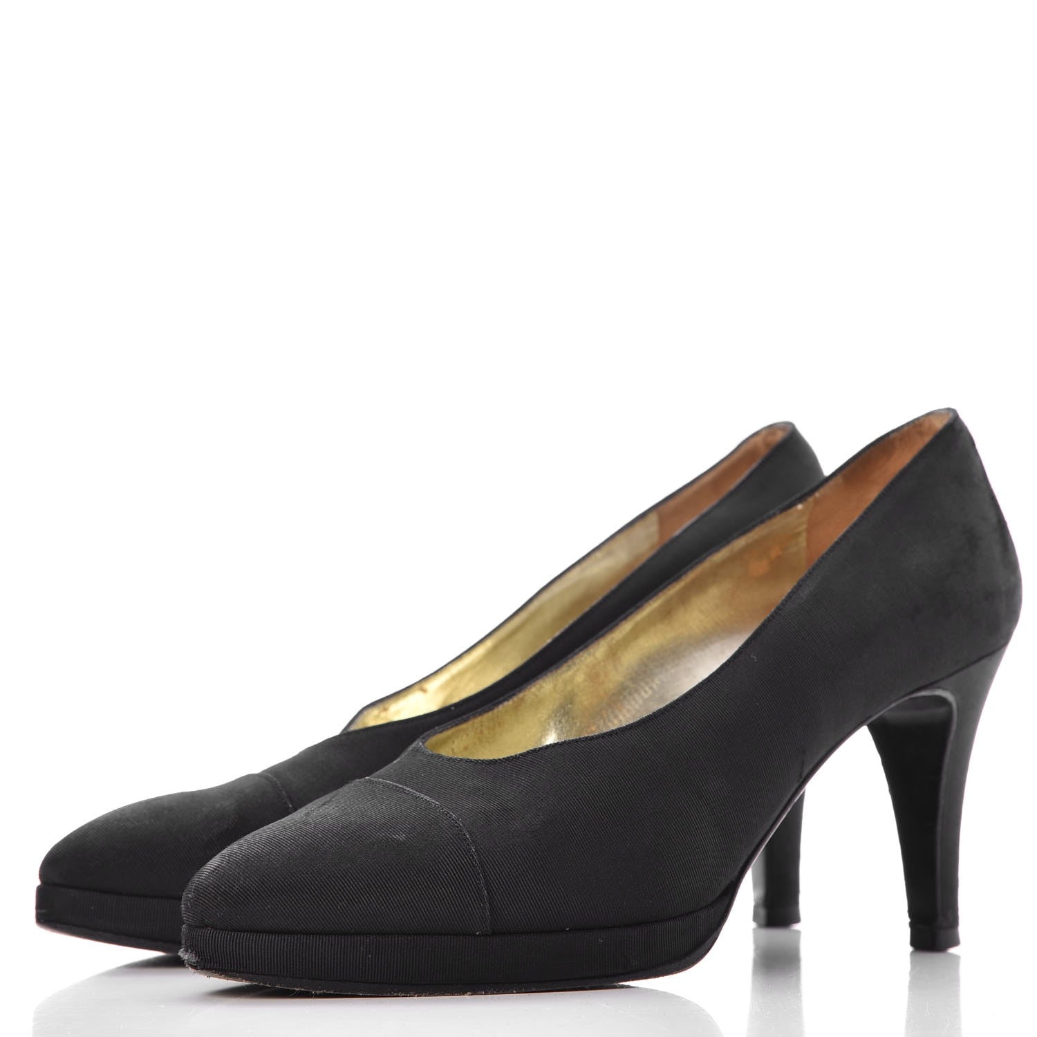 Chanel Grosgrain Cap Toe Pumps 37.5 Black 3 of 19