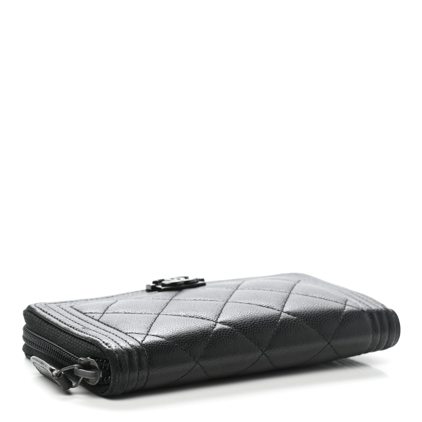 Caviar Quilted Small Boy Zip Around Wallet So Black