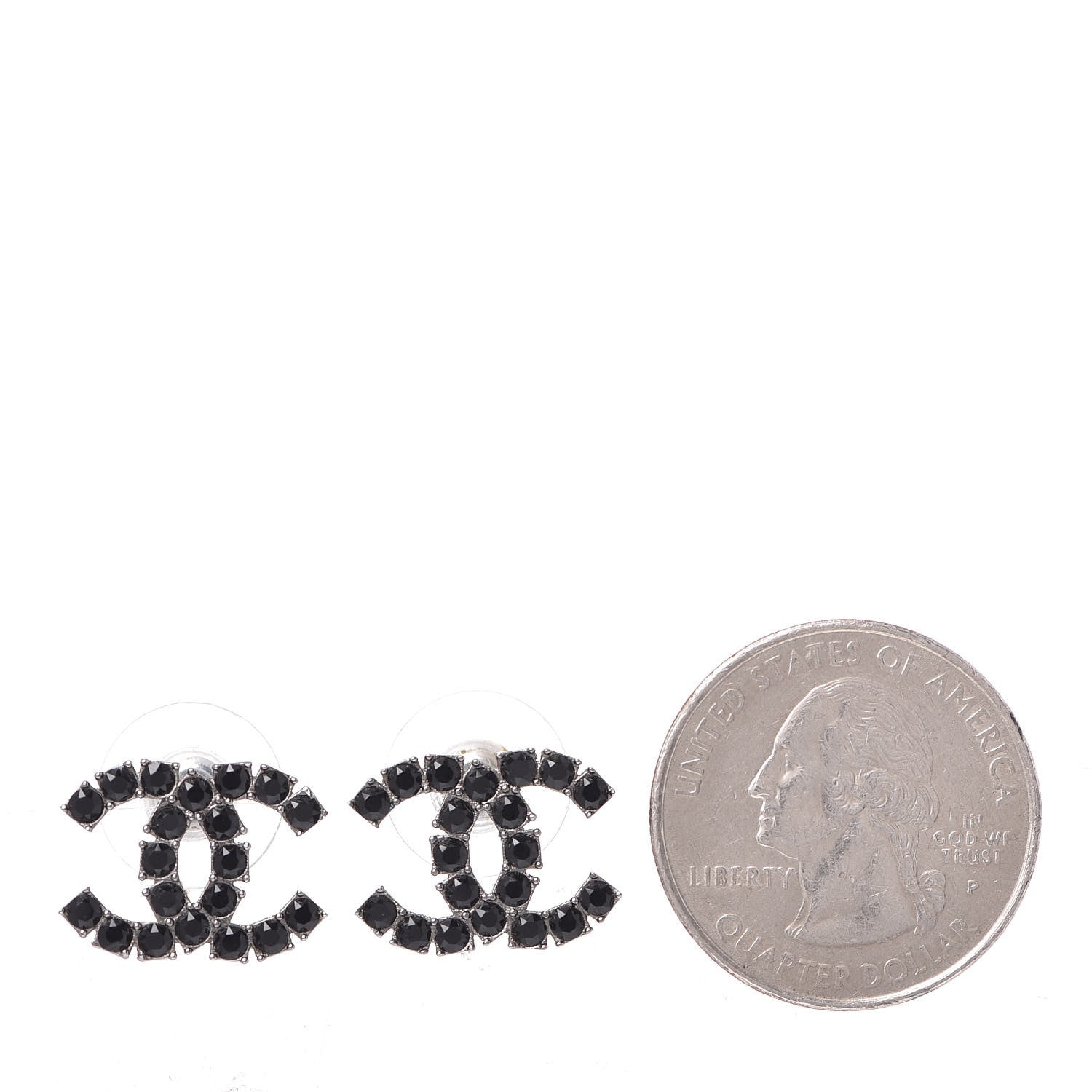 Chanel Ruthenium Crystal CC Earrings Black 2 of 5