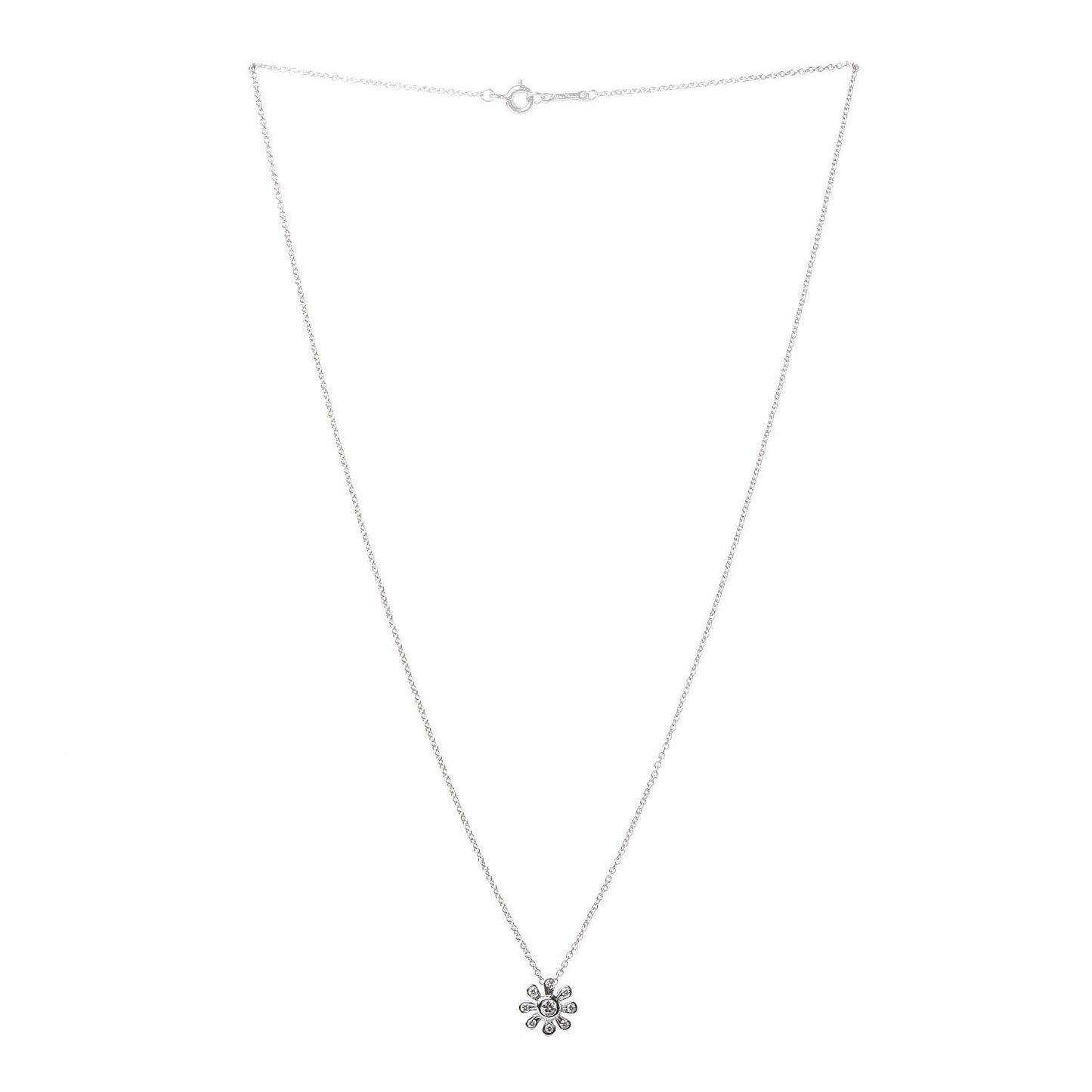 Platinum Diamond Daisy Pendant Necklace