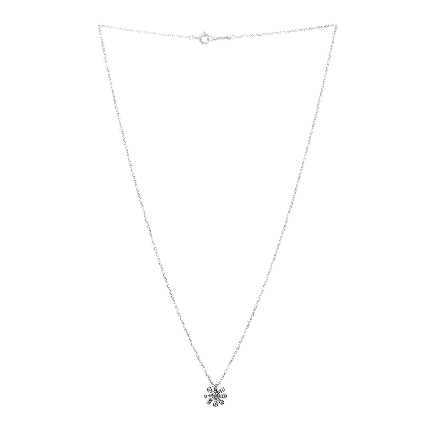 Tiffany Platinum Diamond Daisy Pendant Necklace 3 of 6