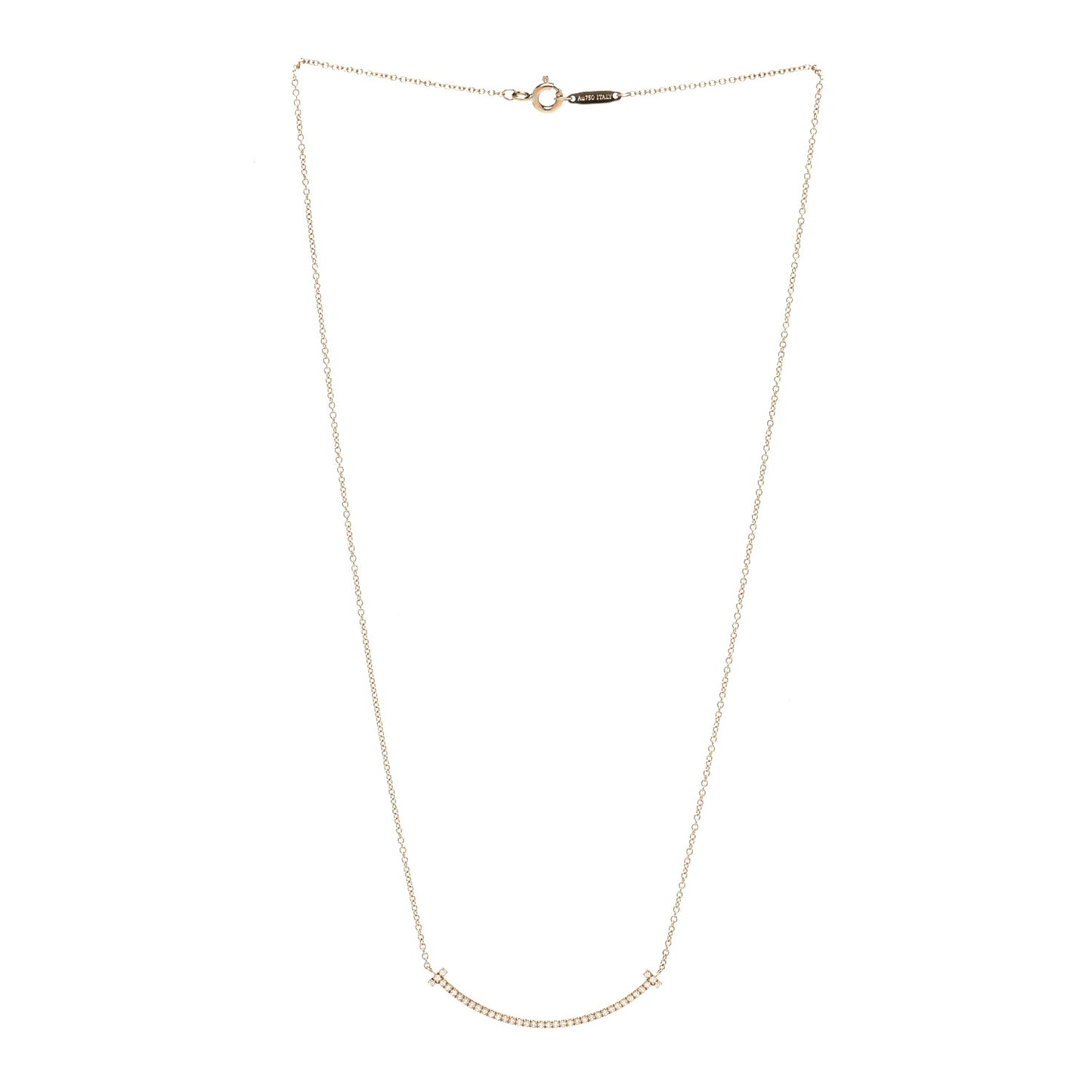 18K Yellow Gold Diamond Small T Smile Pendant Necklace