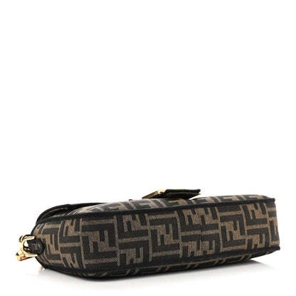 Fendi Fabric Jacquard FF 1974 Medium Baguette Tobacco Moro Black 4 of 10