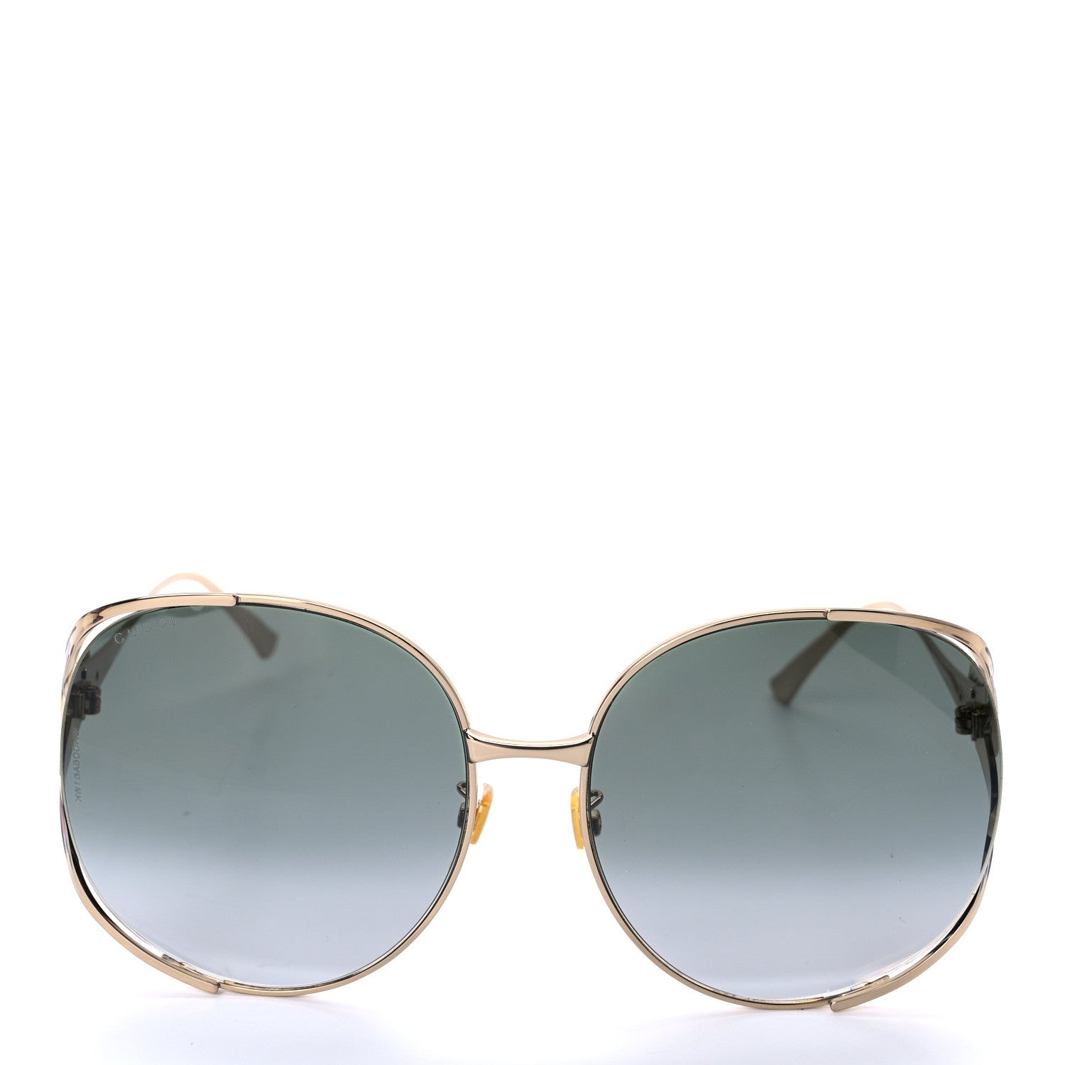 Gucci Metal Oversized Round Frame GG0225S Sunglasses Gold 2 of 8
