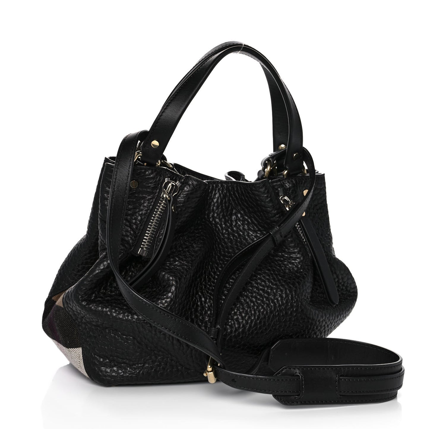 Grainy Calfskin House Check Small Maidstone Black