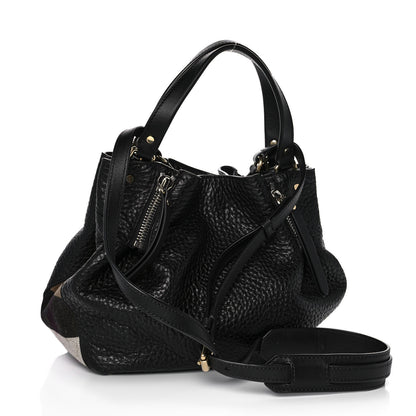 Burberry Grainy Calfskin House Check Small Maidstone Black 3 of 10