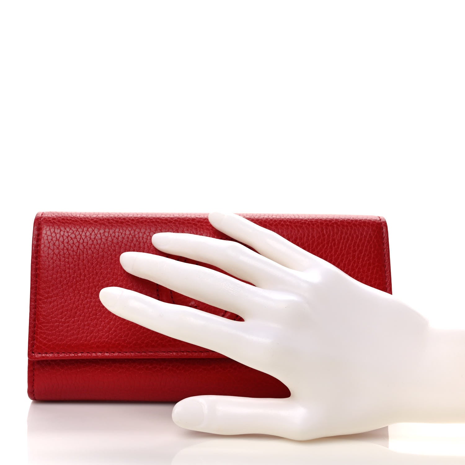 Gucci Pebbled Calfskin Large Soho Continental Wallet Red 2 of 7