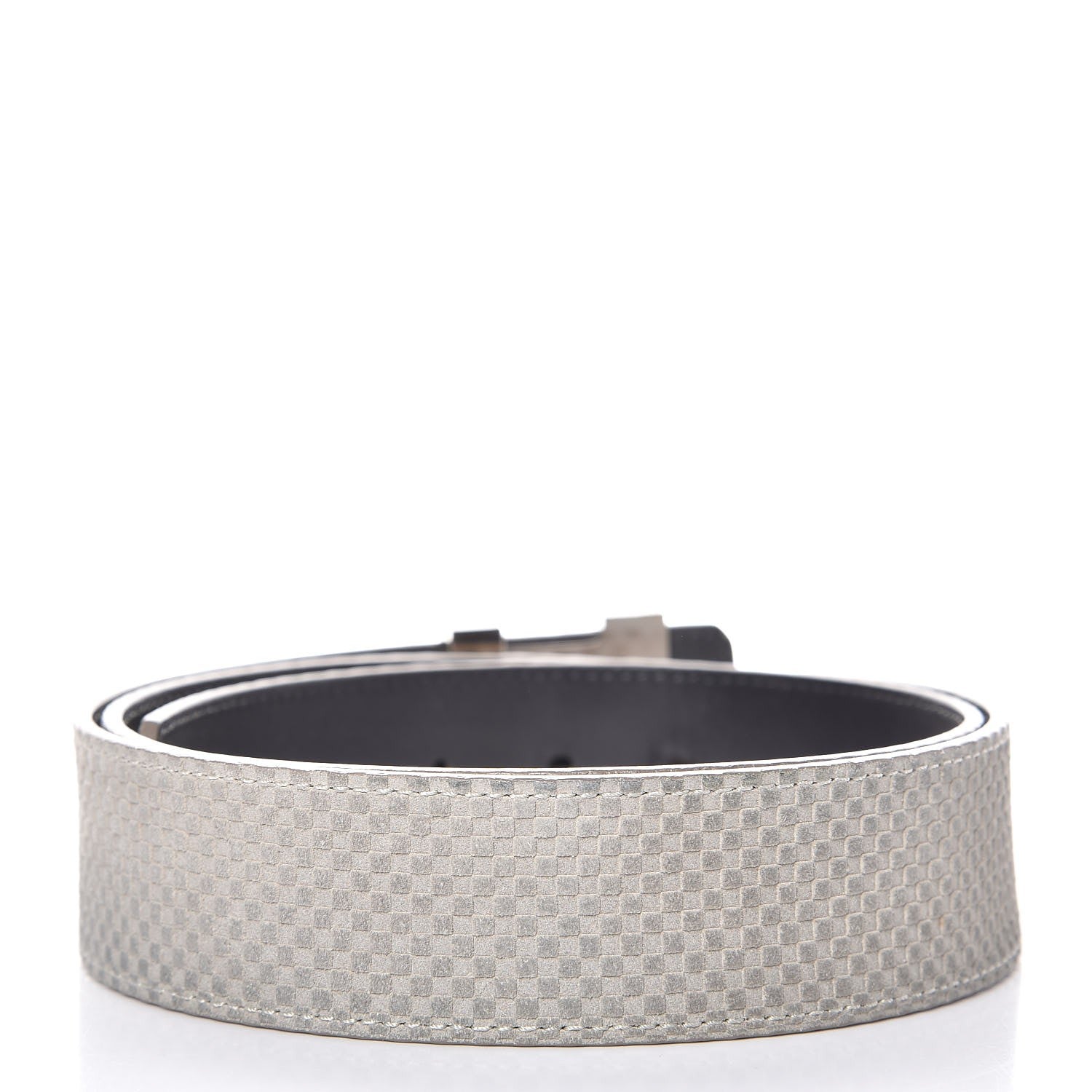 Louis Vuitton Suede Calfskin Mini Damier 40mm LV Initiales Belt 95 38 Grey 3 of 8