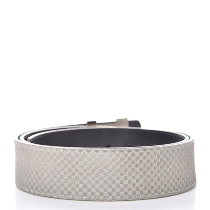 Louis Vuitton Suede Calfskin Mini Damier 40mm LV Initiales Belt 95 38 Grey 3 of 8