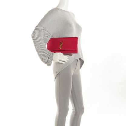 Saint Laurent Textured Patent Medium Classic Monogram Clutch Fuchsia 4 of 11