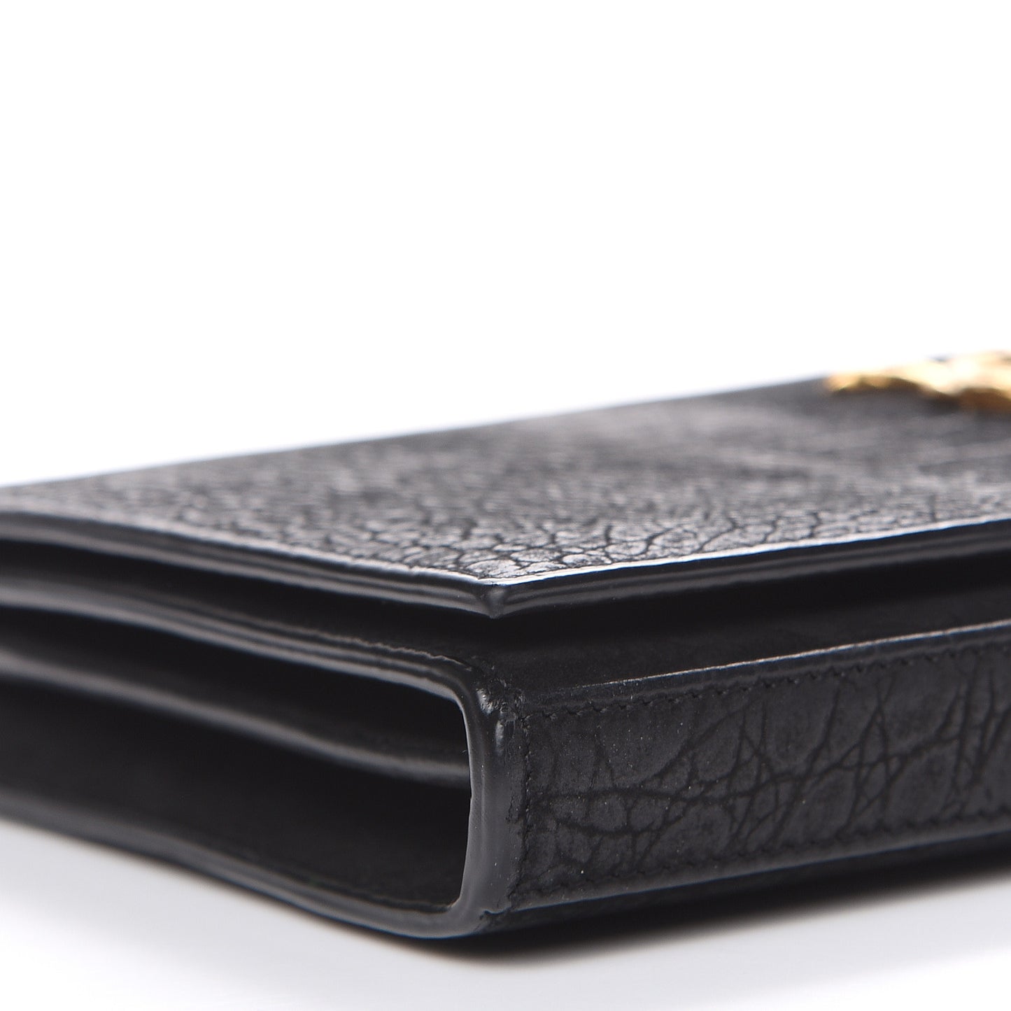 Crocodile Embossed Nubuck Monogram Chain Wallet in Black