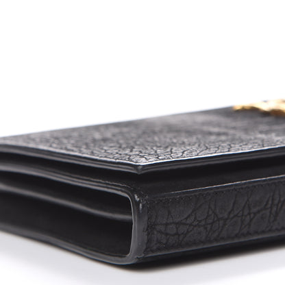 Saint Laurent Crocodile Embossed Nubuck Monogram Chain Wallet in Black 8 of 12