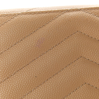 Saint Laurent Grain De Poudre Matelasse Chevron Small Monogram Envelope Wallet Dune 7 of 7