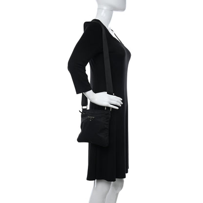 Prada Nylon Vela Flat Messenger Bag Black 2 of 10