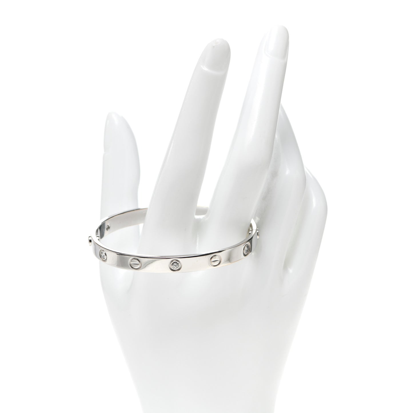 18K White Gold 6 Diamond LOVE Bracelet 17