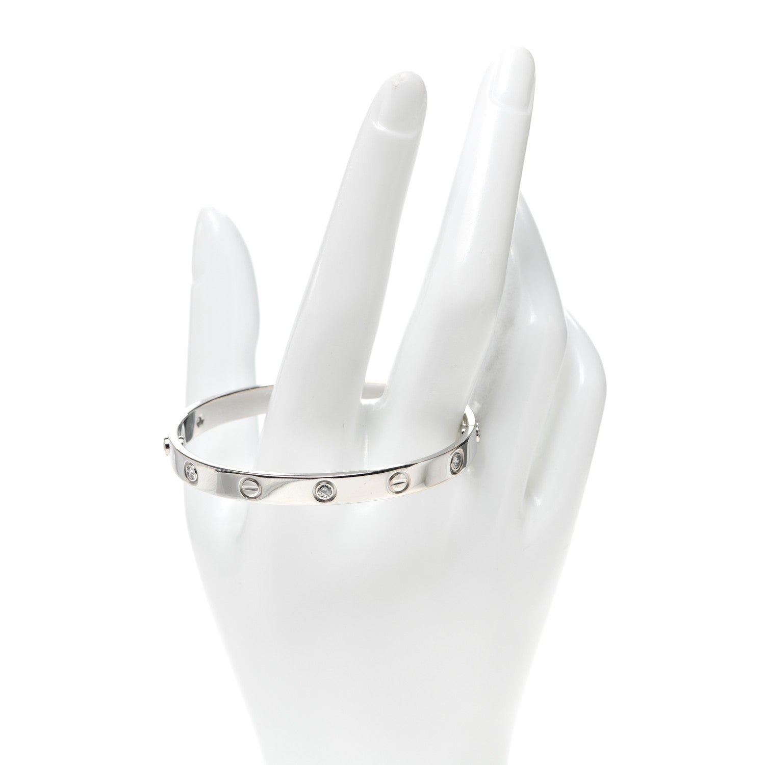 Cartier 18K White Gold 6 Diamond LOVE Bracelet 17 2 of 6