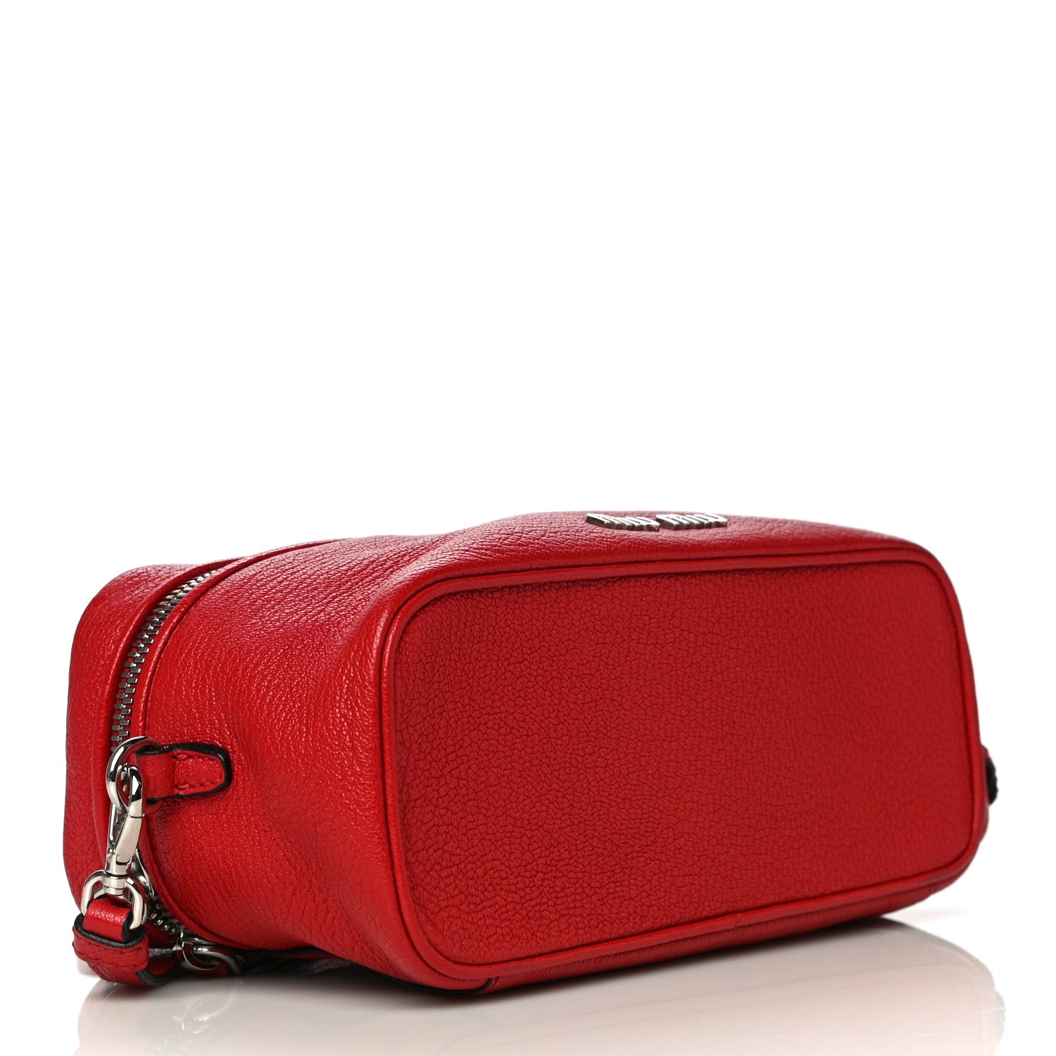 Miu Miu Goatskin Madras Top Handle Crossbody Red 4 of 12