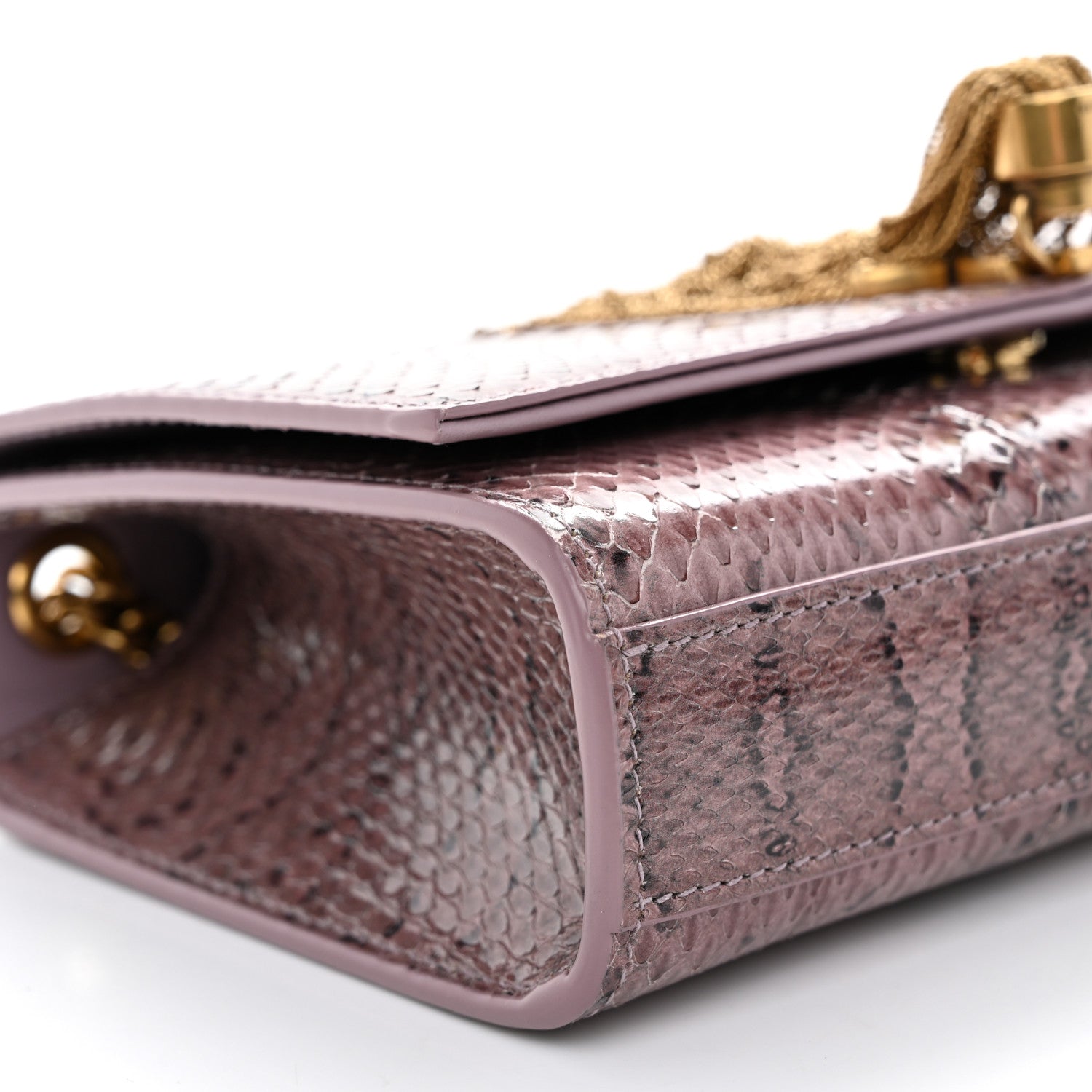 Saint Laurent Snakeskin Small Classic Monogram Kate Tassel Satchel Rose Brown 9 of 11