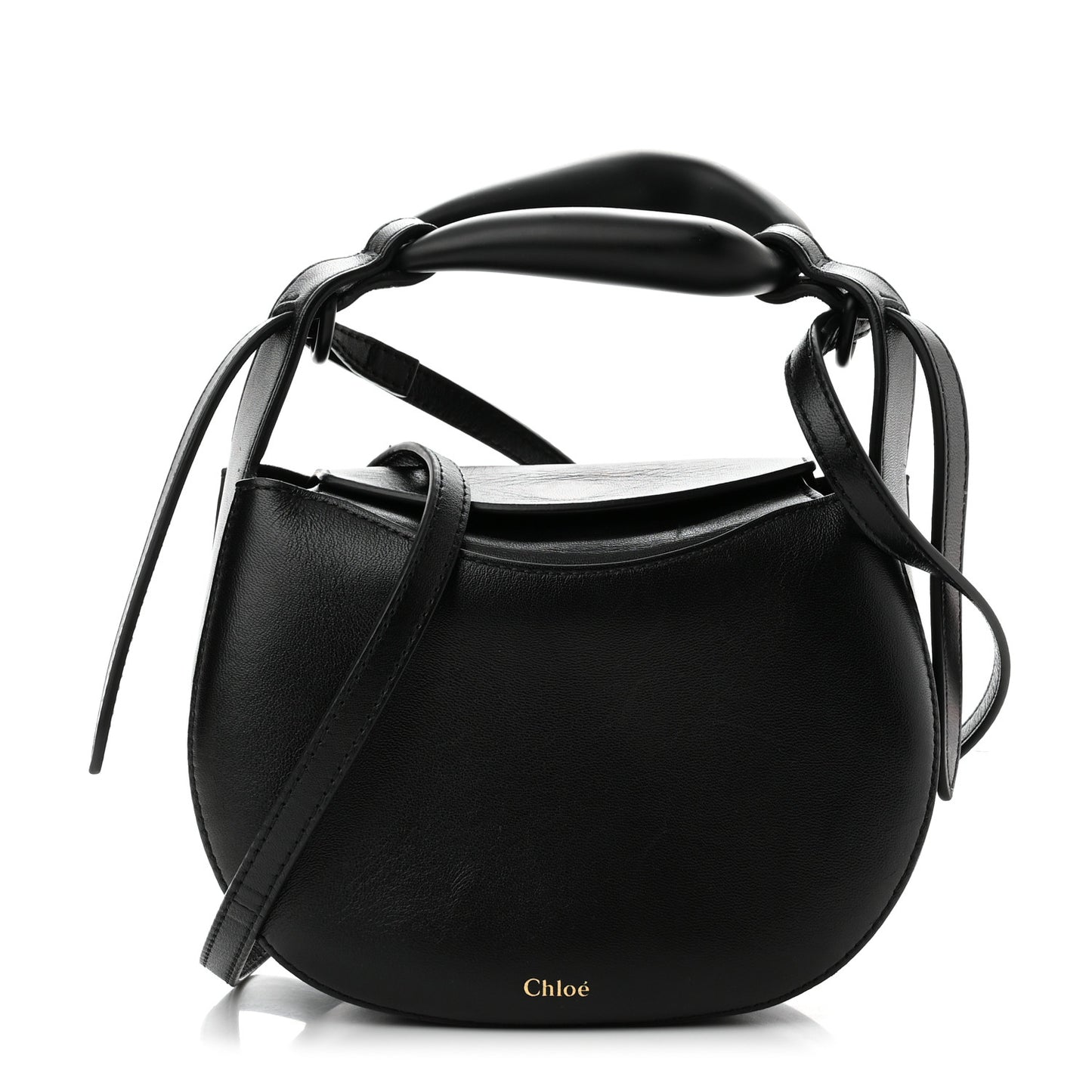 Small Grain Calfskin Kiss Bag Black