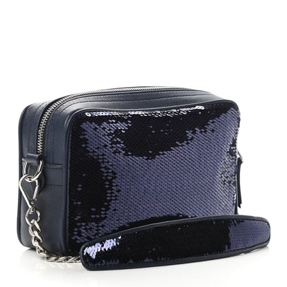 Miu Miu Paillettes Sequin Chain Camera Bag Bleu 3 of 8
