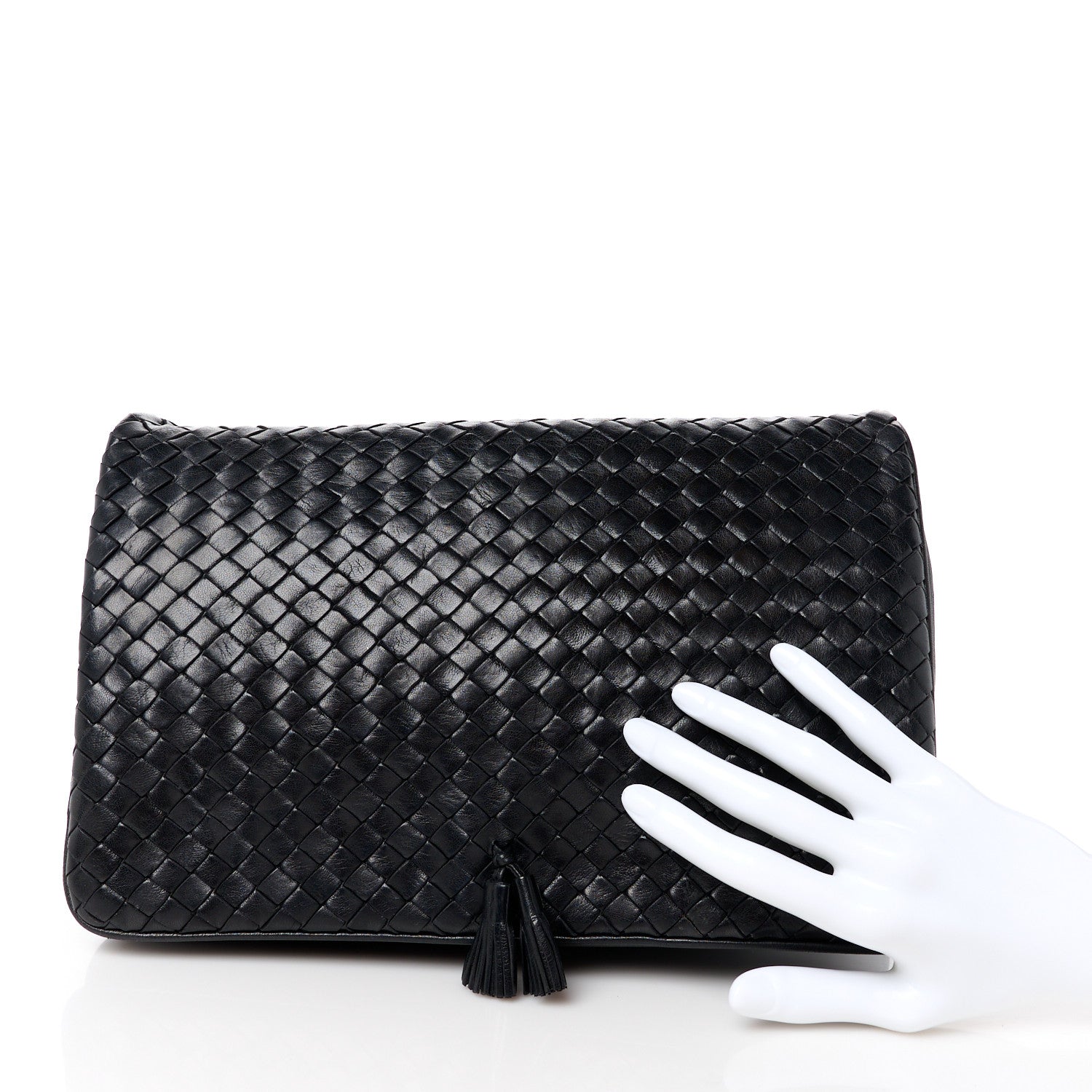 Bottega Veneta Nappa Intrecciato Flap Tassel Clutch Black 2 of 11