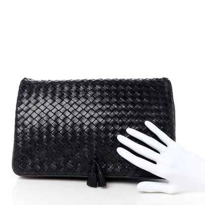 Bottega Veneta Nappa Intrecciato Flap Tassel Clutch Black 2 of 11