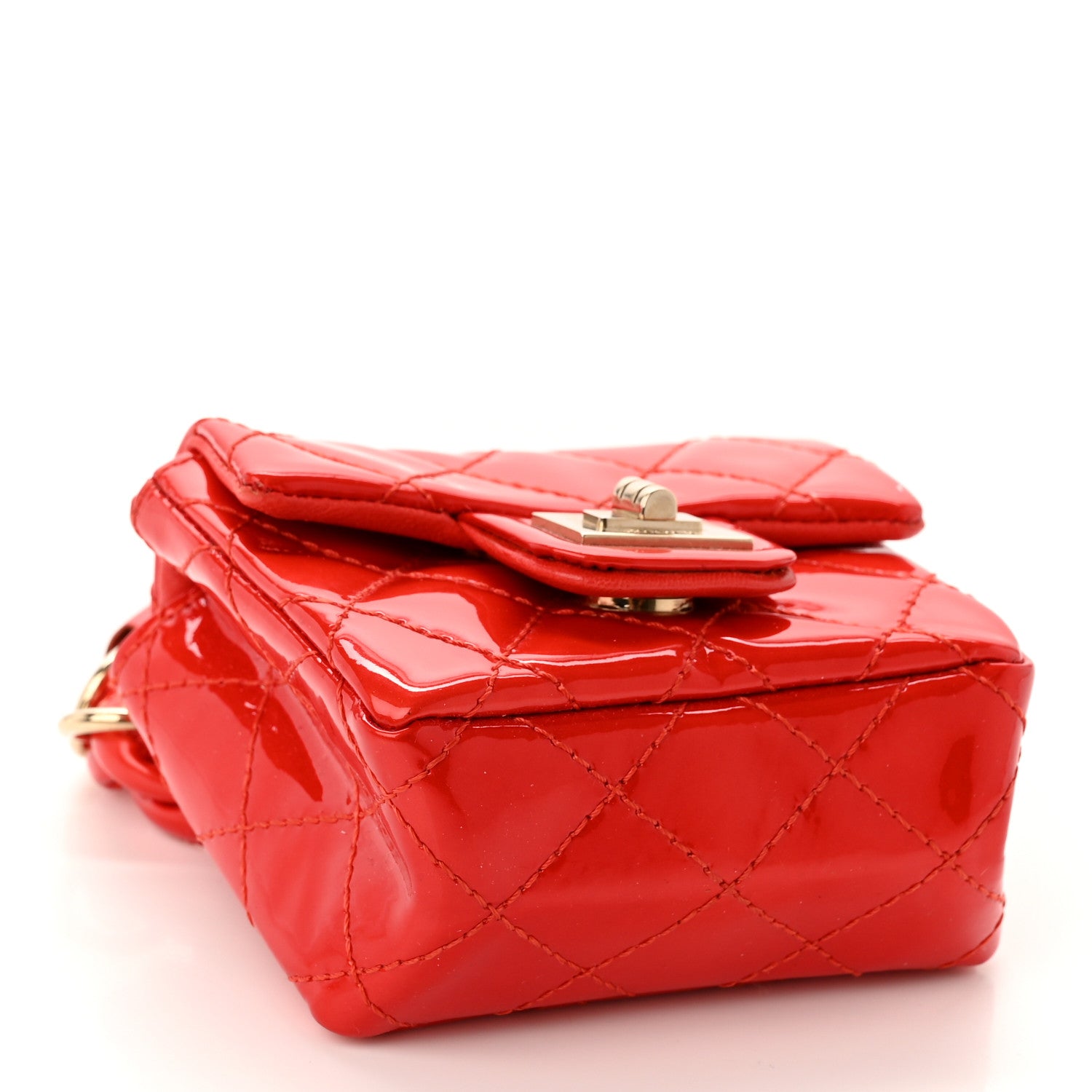 Chanel Patent Quilted 2.55 Ankle Wrist Bag Red 4 of 7