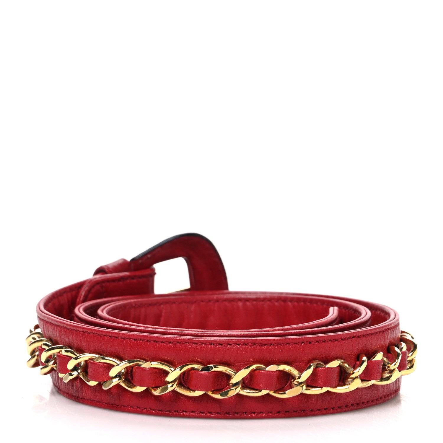 Chanel Lambskin Chain Belt 75 30 Red 2 of 5