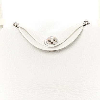 Hermes Taurillon Clemence Mini Lindy 20 New White 8 of 11