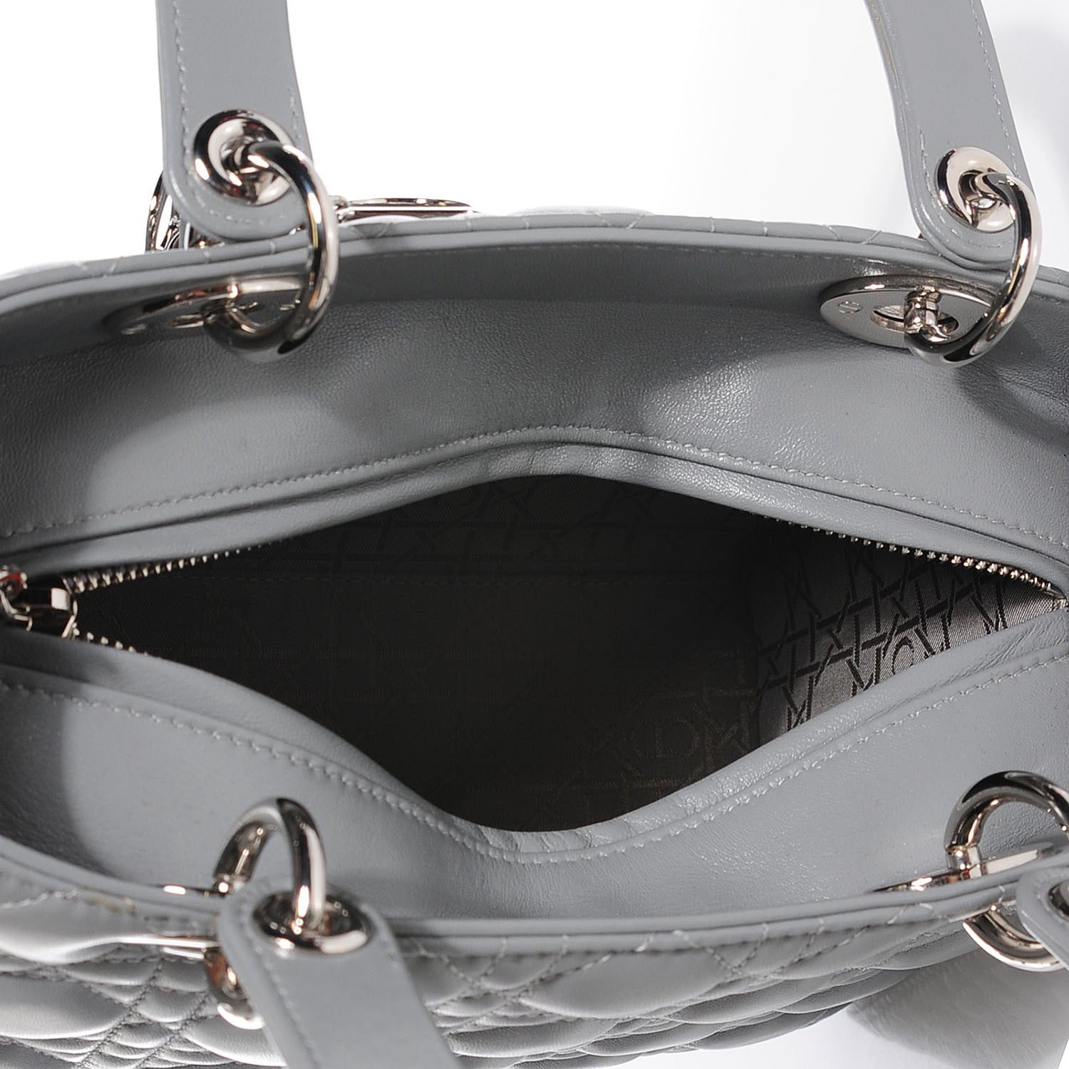 Christian Dior Lambskin Cannage Medium Lady Dior Grey 5 of 9
