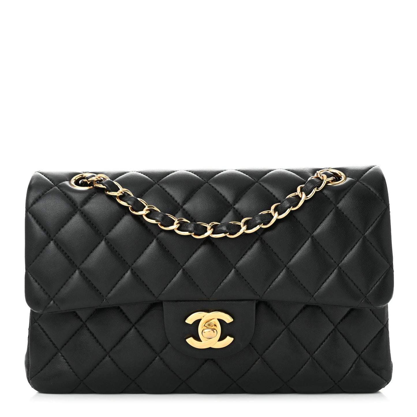 Lambskin Quilted Small Double Flap Black