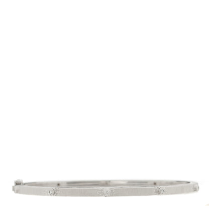 Buccellati 18K White Gold Diamond 3mm Macri Classica Bangle Bracelet 2 of 5