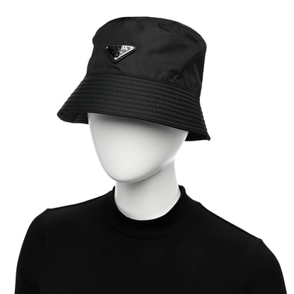 Prada Re-Nylon Metal Triangle Logo Mens Bucket Hat L Black 3 of 8